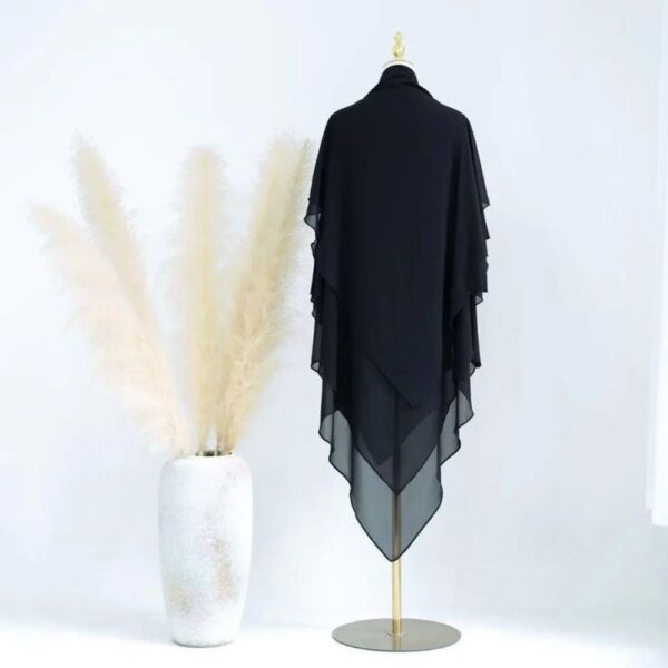 Black 3 layer Hijab - Image 2