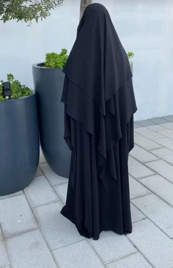 Black 3 layer Hijab