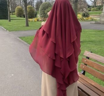 Mehroon 3 Layer Hijab