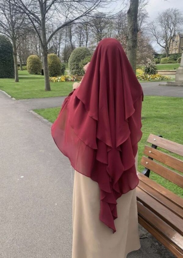 Mehroon 3 Layer Hijab
